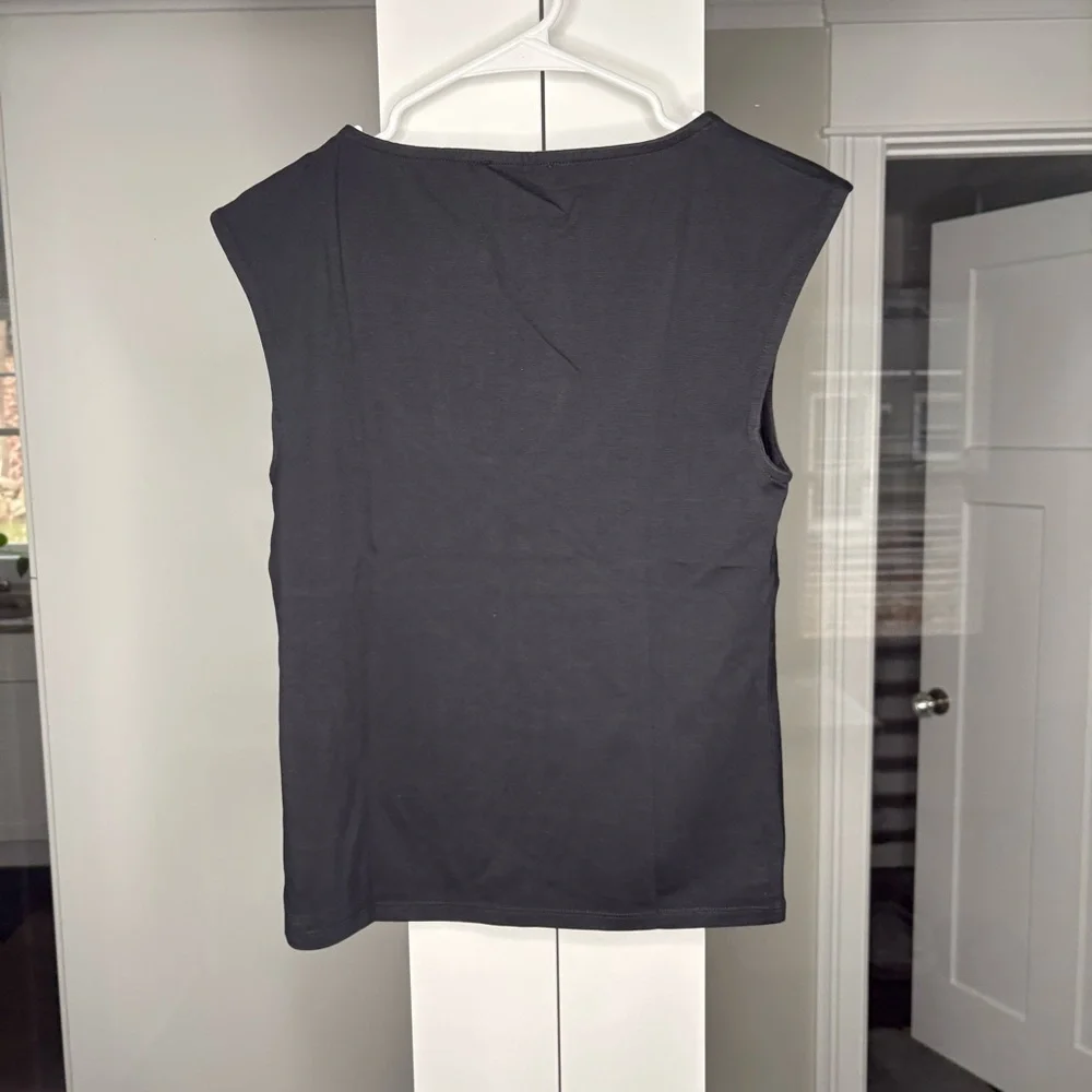 NWT J. Crew Stretch Cotton Cap-sleeve Crossover Shirt Black